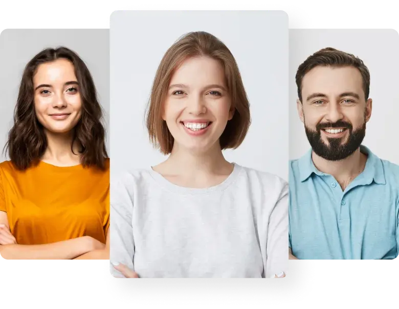 Three representatives of the Embrace U team smiling in professional headshots.